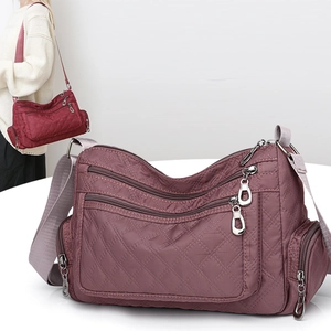 Women Quilted Rhombus Shoulder Bag Large Capacity Waterproof Oxford Cloth Crossbody Bag Casual Travel Daily Commute Purse
