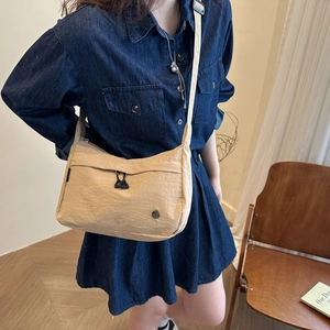 Borsa a tracolla impermeabile in nylon beige da donna, borsa a spalla casual per il lavoro