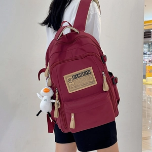 Large Capacity Oxford Cloth Backpack For Women Men Casual Solid Color Student School Bag With Duck Pendant Fashion Daily Backpack