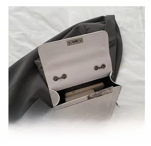Macro view of white crocodile pattern flap handbag with interior capacity and chain detail