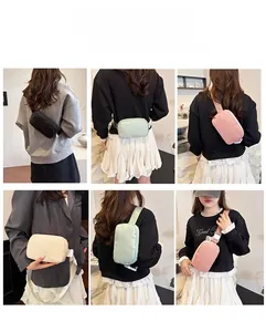 Versatile nylon crossbody bag shown in multiple wearing styles including waist and chest bag