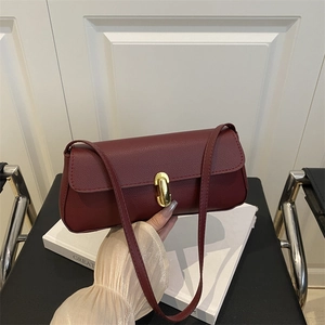Borsa Sottobraccio Donna Chic Francese 2025 Moda Vintage Borsa a Spalla Trama Litchi Pelle PU Baguette Con Chiusura in Metallo