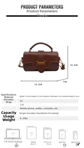 Detaillierte Größentabelle für PU-Lederhandtaschen mit Abmessungen und Kapazität