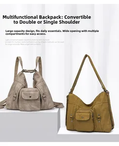 Close-up of adjustable straps and multi-pocket canvas design for convertible bags