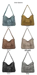 Detailed grid showing six available colors of the large vintage shoulder tote bag for women