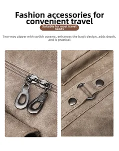 Detail of durable canvas tote with high-quality dual metal zippers and rivet accents