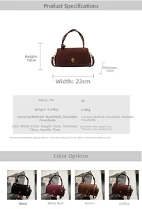 Detailed size specifications and color comparison for the suede texture small square bag