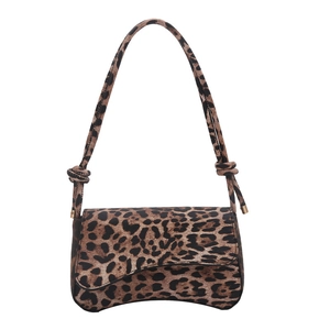 Fashionable leopard print shoulder bag with a unique hourglass curved base design