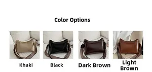 French style underarm baguette bags in khaki, black, dark brown and light brown