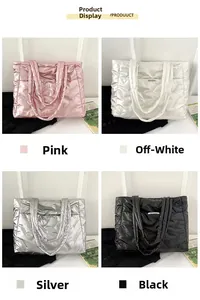 Sacs cabas matelassés en rose, blanc cassé, argent et noir avec détails de surpiqûres
