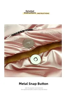 Détail du sac cabas matelassé en satin rose avec une boucle magnétique argentée