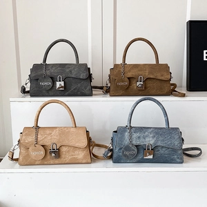 Damen Vintage Denim Textur Umhängetasche Urban Minimalistisch Kunstleder Crossbody Tasche Kleine Quadratische Tasche Mit Metallschloss