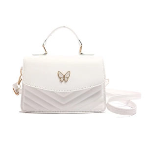 Sac à main blanc matelassé avec fermoir papillon doré et poignée supérieure femme