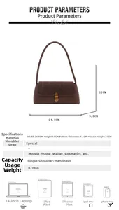 Brown faux leopard print underarm bag dimensions 24.5x11x9.5cm and size comparison