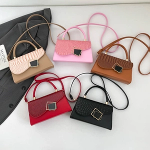 Fashionable crocodile pattern flap crossbody bags in five colors with gold hardware
