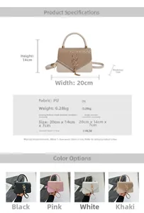 Detailed size specifications for women's crossbody bag with 20x14x7cm dimensions
