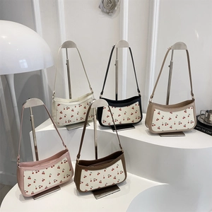 Collection of cherry print hobo bags in five colors with stylish chain straps