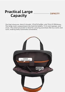 Détails de l'intérieur du sac à dos en Oxford avec compartiment pour PC et dossiers A4