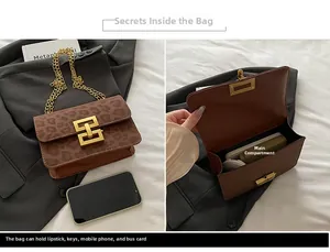 Detail view of leopard print crossbody bag showing interior capacity and golden H-clasp