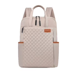 Sac à dos d'affaires beige pour ordinateur portable avec poche frontale matelassée