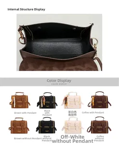 Detail view of leopard print crossbody bag showing interior lining and color options