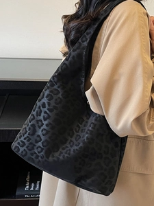 Large vintage matte leopard print hobo bag in black for elegant work commute style
