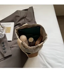 Top view of canvas tote interior showing spacious capacity for iPad and daily essentials