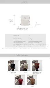 Detailed dimensions and parameters of the woven PU leather crossbody bag with metal bow