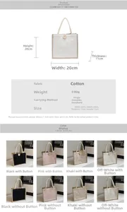 Size chart showing dimensions for a mini linen tote bag: 20cm height, 20cm width, 11cm depth