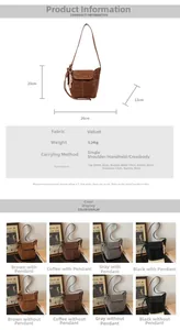 Detailed size chart and multi-color options for leopard print velvet bucket handbag