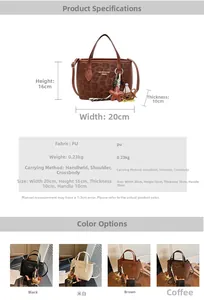 Detailed size specifications and material chart for the leopard print tote bag