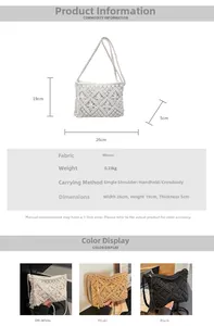 Detailed size chart and specifications for the handmade woven straw envelope beach bag