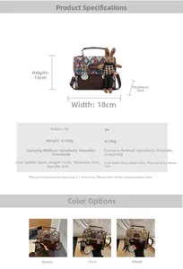 Spécifications de taille pour sac bandoulière en similicuir matelassé avec charme lapin