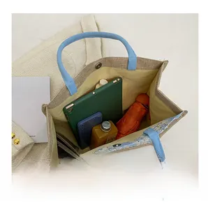 Top view of large woven tote bag showing spacious interior with daily essentials