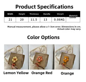 Size chart showing dimensions for the cute canvas lunch bag with flower detail