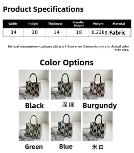 Size chart and color display for minimalist canvas tote bag with rabbit print