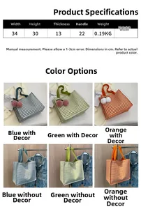 Detailed dimensions and color display for this large houndstooth pattern woven tote bag