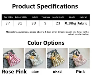 Size chart and color selection for large capacity pleated bubble cloud tote bag