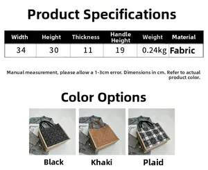 Détails des dimensions et coloris pour grands sacs cabas en toile noir et kaki