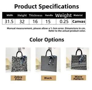 Detailed comparison of houndstooth, zebra, and wavy pattern canvas tote bag options