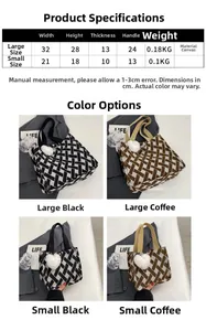 Size chart for canvas tote bags showing dimensions for small and large school handbag sizes