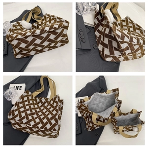 Detail view of large jacquard tote bags with canvas handles for commuting