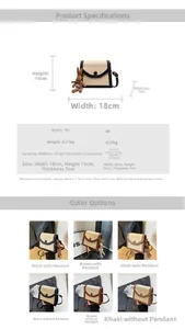 Dimensions détaillées du petit sac bandoulière matelassé avec pendentif lapin