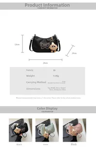 Détails du sac à bandoulière nœud papillon en cuir PU avec dimensions 24x13x10 cm