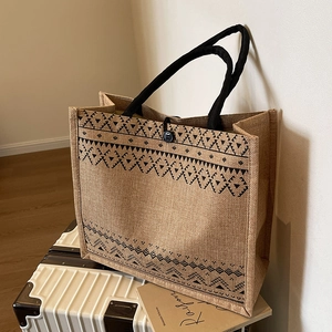 Women Large Capacity Cotton Linen Tote Bag Ethnic Mandala Floral Mama Print Handbag Casual Shoulder Shopping Bag