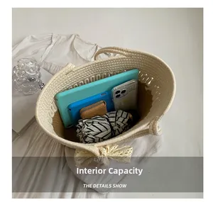 Sac fourre-tout tissé grande capacité avec espace pour tablette et accessoires