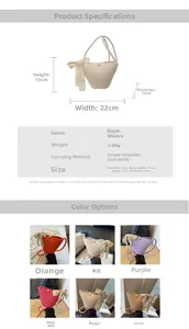Detailed view of handmade woven bucket bag with lace bow and elegant pearl clasp