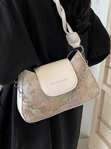 Sac Sous les Bras en Jacquard Floral Rétro Français pour Femmes Sac à Épaule en Cuir PU Mode Avec Chaîne à Fleurs en Métal