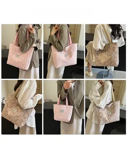 Detail showing jacquard floral fabric texture on stylish commuter tote bags for women