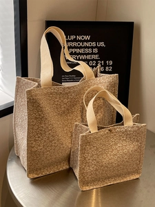 Trendy Women Canvas Tote Bag 3D Embossed Floral Large Capacity Shoulder Bag Versatile Chic Commuter Handbag Elegant Travel Bag